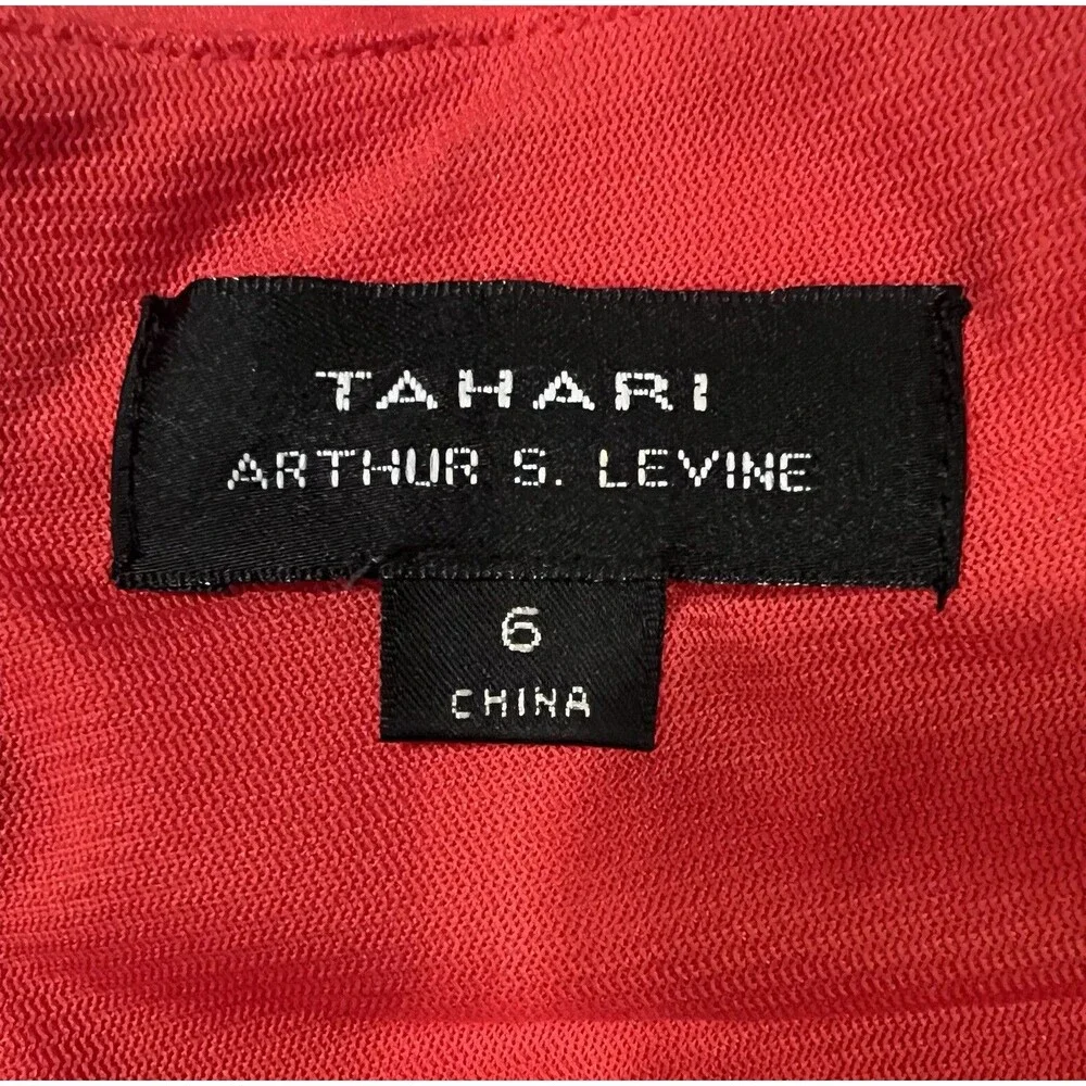 Tahari ASL Levine Orange 3/4 Sleeve Ruched Side Buckle Dress Career Office 6 - Picture 6 of 7